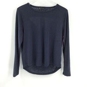 Athleta Breezy Long Sleeve Navy Top